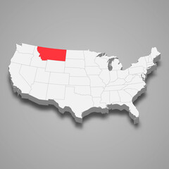 Montana state location within United States 3d map