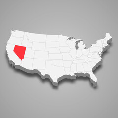 Fototapeta premium Nevada state location within United States 3d map
