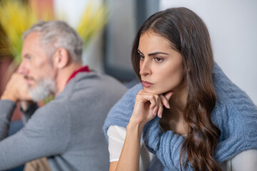 Thoughtful woman thinking over past family argument