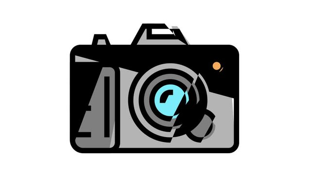 photo camera device animated color icon. photo camera device sign. isolated on white background