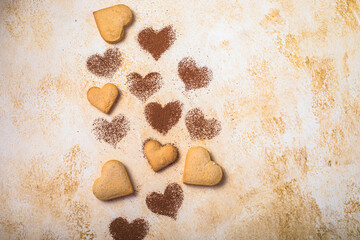 Sweet cookies in the form of hearts for Valentine's Day
