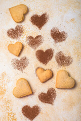 Sweet cookies in the form of hearts for Valentine's Day