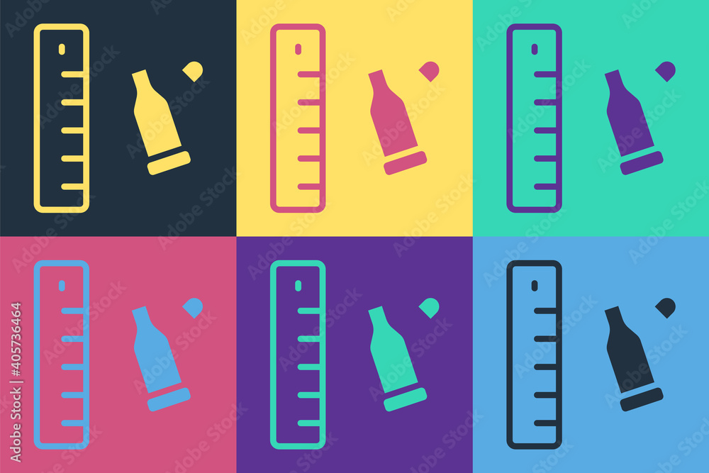 Poster pop art bullet casing as a piece of evidence placed with forensic ruler for documentation icon isola