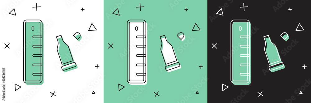 Poster set bullet casing as a piece of evidence placed with forensic ruler for documentation icon isolated 