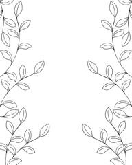 葉っぱの手描き線画イラスト