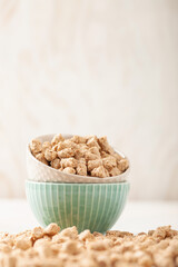 Bowls with oat or wheat bran. Diet or vegan food