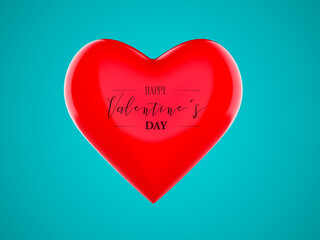 3D Heart Shape with Shadow on customizable Background. Romantic Valentines Day, 3d Render