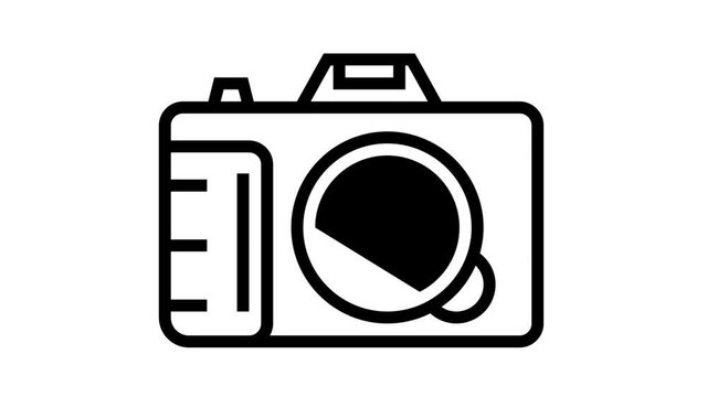 photo camera device animated black icon. photo camera device sign. isolated on white background