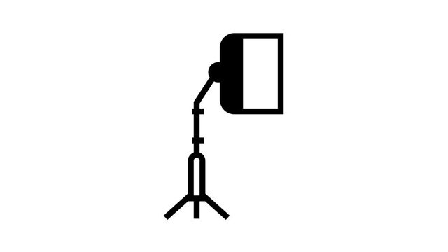 light box photo studio equipment animated black icon. light box photo studio equipment sign. isolated on white background