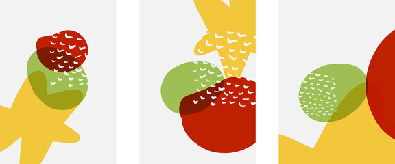 Hand drawn doodle shapes, wall art painting style, vector abstract background templates. A4 poster design or for covers, banners, flyers