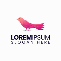 Elegant pink bird logo template