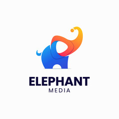 Colorful elephant media play logo template