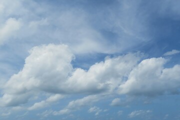 Fototapeta na wymiar Blue sky with big fluffy clouds