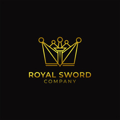 Luxury crown sword logo template