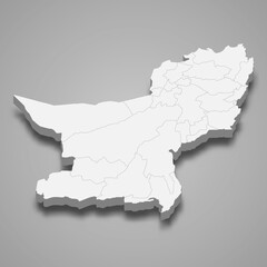Obraz premium 3d isometric map of Balochistan is a province of Pakistan
