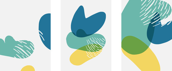 Hand drawn doodle shapes, wall art painting style, vector abstract background templates. A4 poster design or for covers, banners, flyers