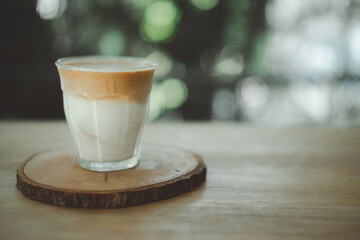 Dirty coffee on wood table