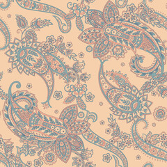 Damask Paisley seamless vector pattern for fabric design.