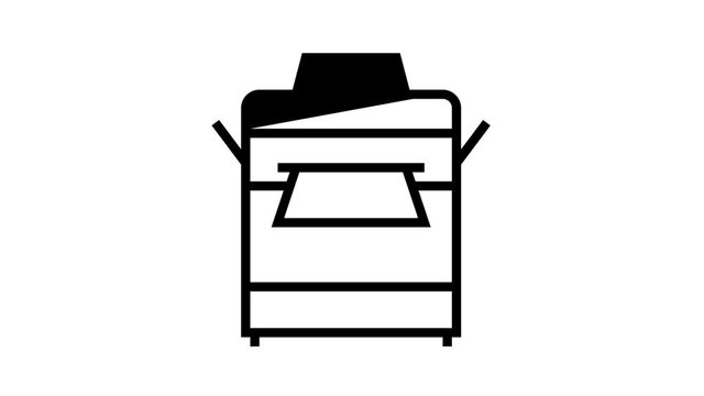 printer office device animated black icon. printer office device sign. isolated on white background