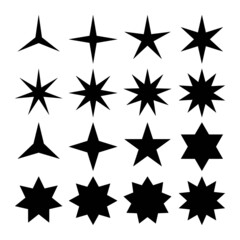 Fototapeta na wymiar Vector set of simple black stars symbols. From three point to eight point stars icon collection