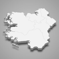Fototapeta premium 3d isometric map of Connacht is a province of Ireland