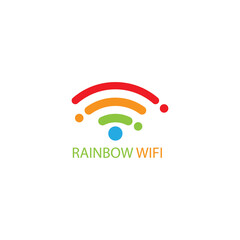 Rainbow wifi internet logo vector design illustration