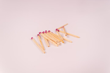 matches are stacked parallel close to each other