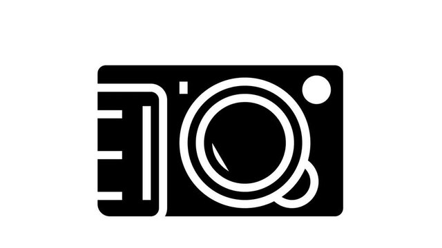 photo camera device animated glyph icon. photo camera device sign. isolated on white background