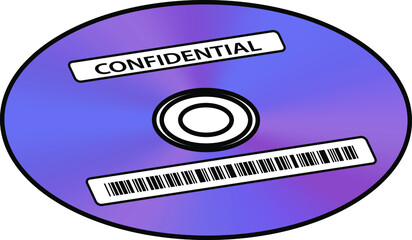 A blue/purple CD/DVD/RW disc with printed labels including a barcode.