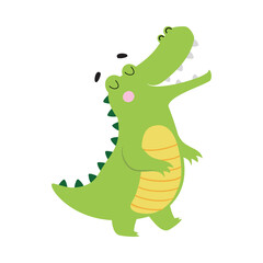 Cute Crocodile, Funny Alligator Predator Green Animal Character Cartoon Style Vector Illustration