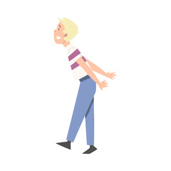 Happy Smiling Boy Having Fun Cartoon Style Vector Illustration