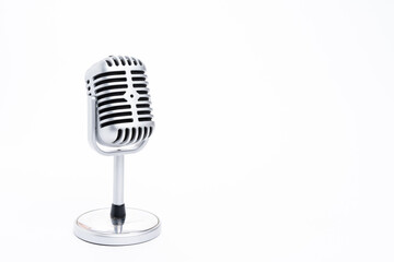 Vintage classic microphone isolated on white background