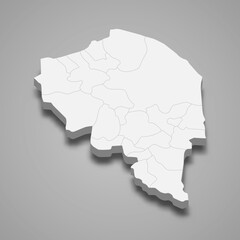 3d isometric map of Kerman is a province of Iran