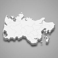 3d isometric map of Midtjylland is a region of Denmark, vector illustration