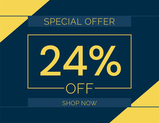 Sale special offer 24% off sign, 24 percent Discount sale minimal banner vector illustration