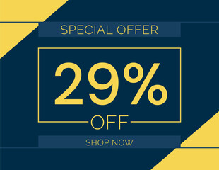 Fototapeta premium Sale special offer 29% off sign, 29 percent Discount sale minimal banner vector illustration
