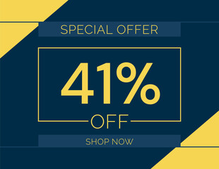 Sale special offer 41% off sign, 41 percent Discount sale minimal banner vector illustration