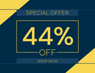 Sale special offer 44% off sign, 44 percent Discount sale minimal banner vector illustration