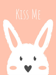 Fototapeta premium Cute rabbit. Happy Valentines day card