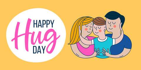 Happy hug day. Vector greeting card, illustration.