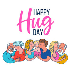 Happy hug day. Vector greeting card, illustration.