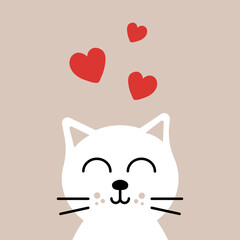 Cute cat with red heart