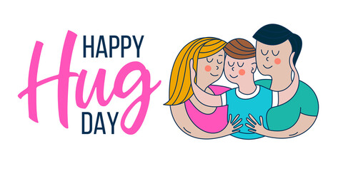 Happy hug day. Vector greeting card, illustration.