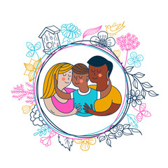 Happy hug day. Vector greeting card, illustration.