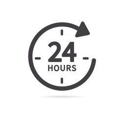 24 hours icon isolated on white background. Twenty four hour open. Vector illustration.