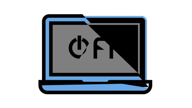 off laptop animated color icon. off laptop sign. isolated on white background