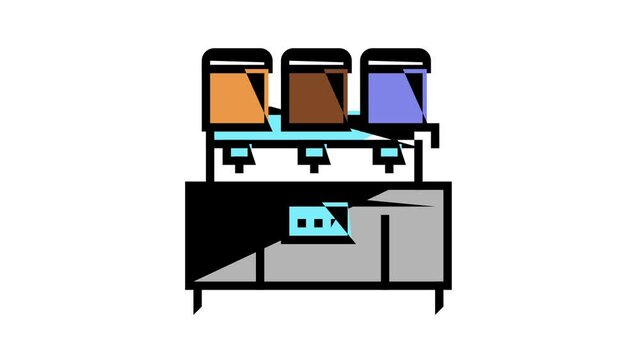 chocolate filling machine animated color icon. chocolate filling machine sign. isolated on white background