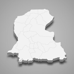 3d isometric map of Sindh is a province of Pakistan