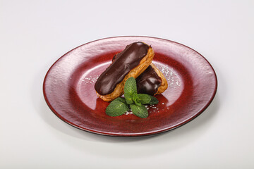 Sweet eclair dessert for gourmet