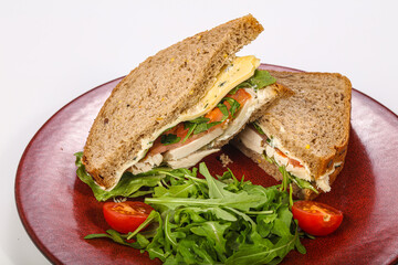 Sandwich with chicken breast and cheese